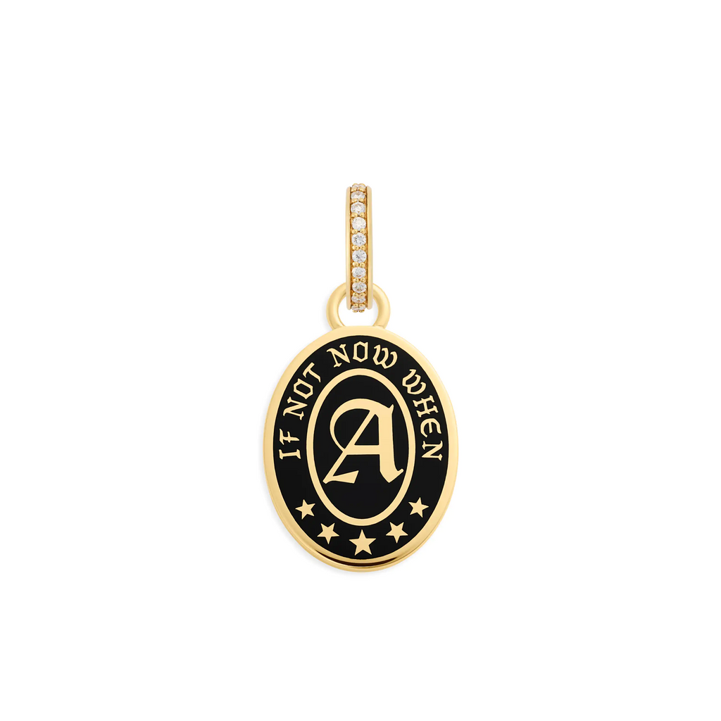 18K Yellow Gold Personalized | Custom Ceramic Cigar Band Pendant | Black Ceramic, 18K Yellow Gold – FoundRae view 3