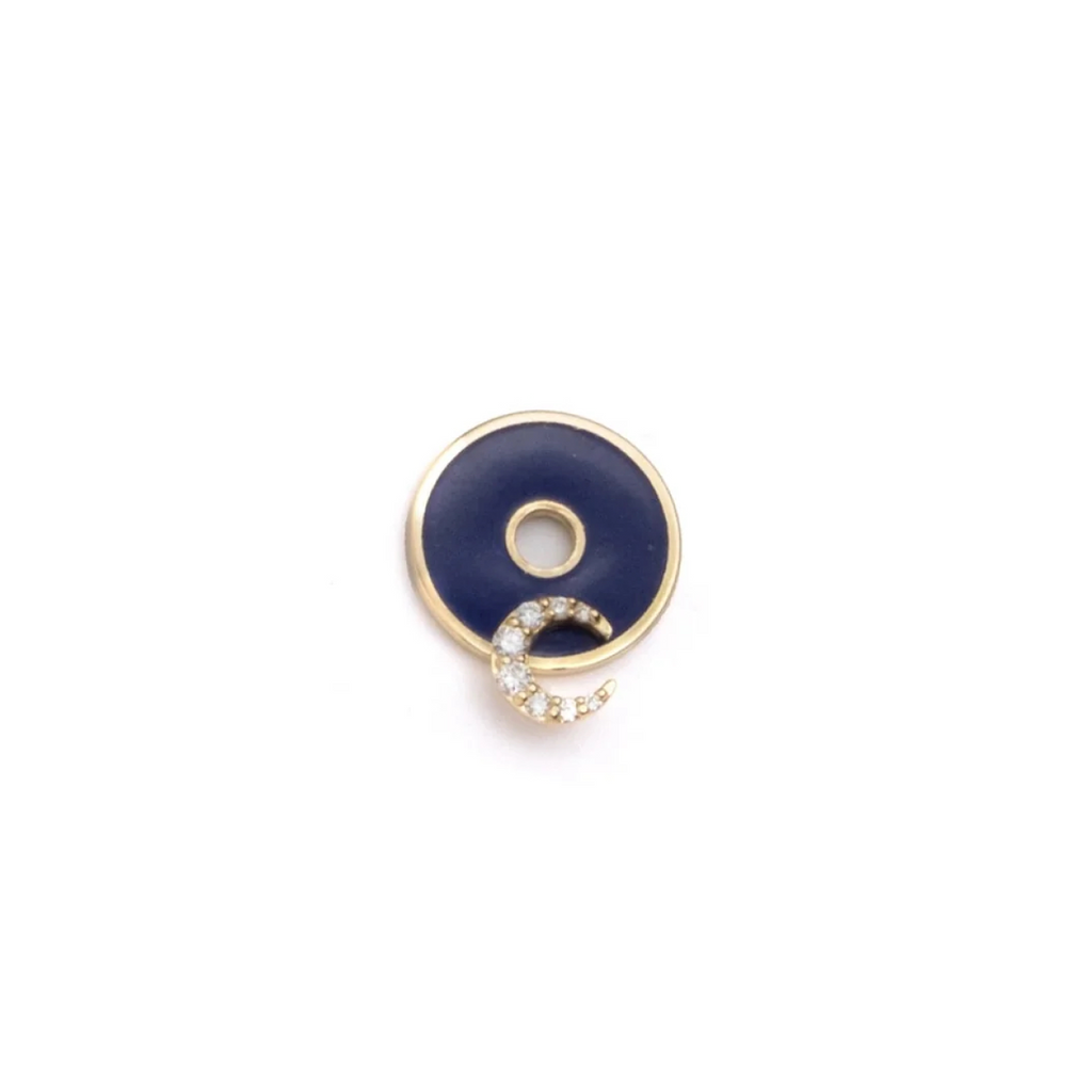 18K Yellow Gold Infinite Gratitude | Ceramic Crescent Disk | Blue Ceramic, Diamonds, 18K Yellow Gold – FoundRae view 1