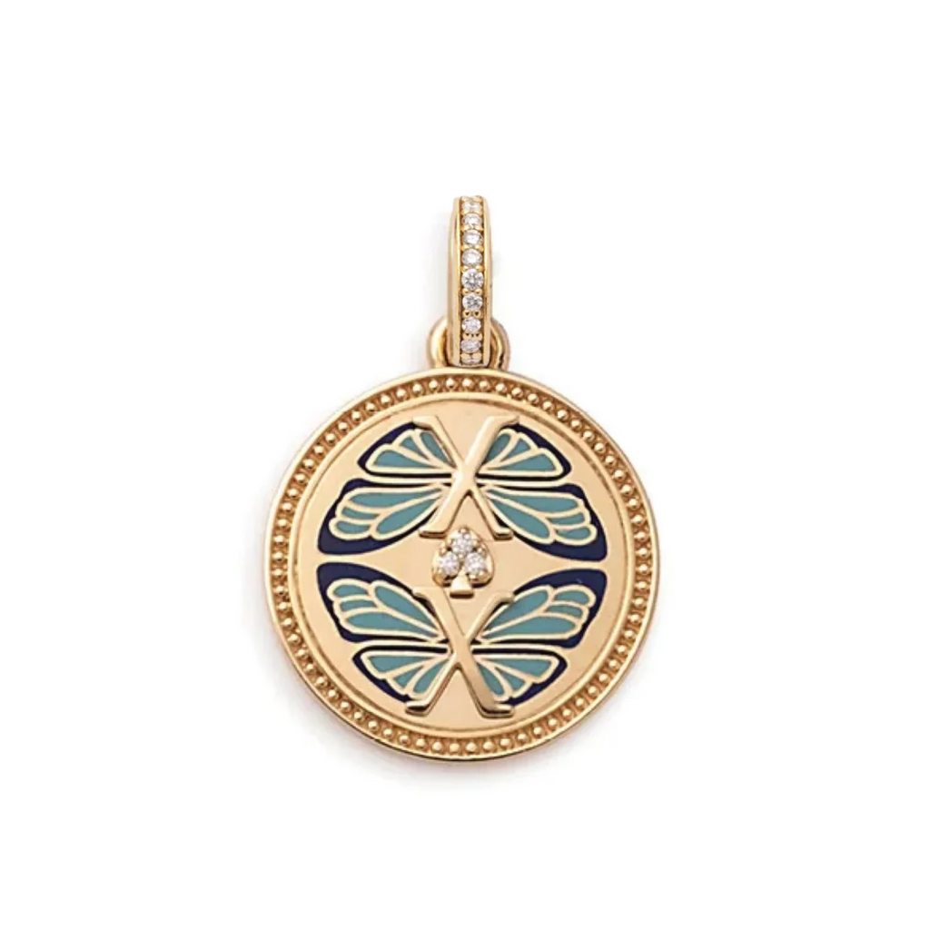18K Yellow Gold Reverie - Medium Ceramic Medallion with Annex Link – FoundRae view 3