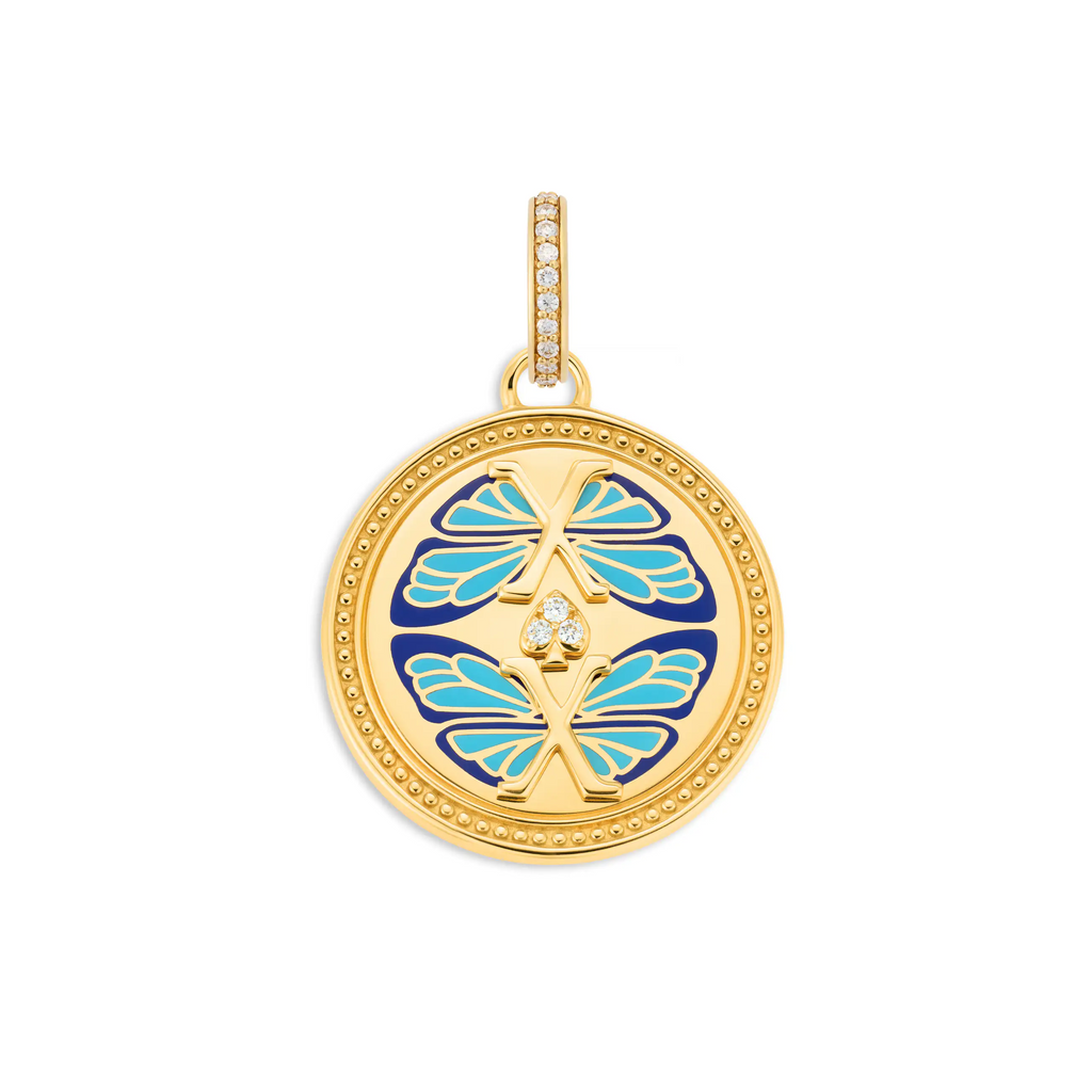 18K Yellow Gold Reverie | Ceramic Butterfly Medium Medallion | Ceramic, Diamonds, 18K Yellow Gold – FoundRae view 3