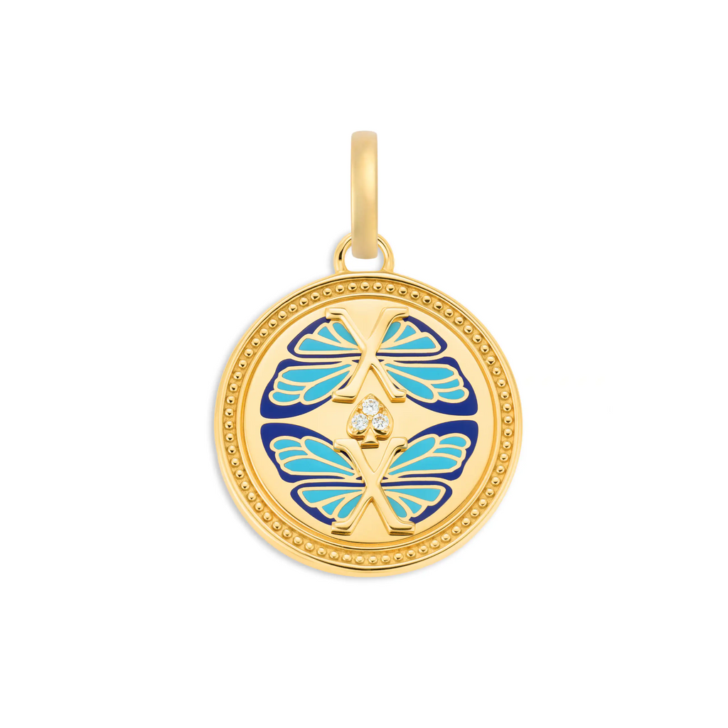 Reverie | Ceramic Butterfly Medium Medallion | Ceramic, Diamonds, Yellow Gold view 1