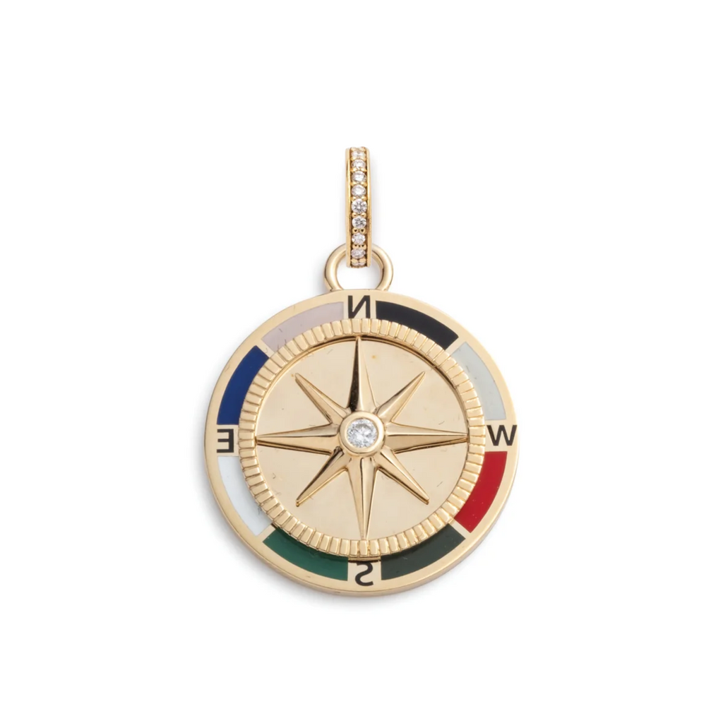 18K Yellow Gold Internal Compass : Medium Ceramic Medallion with Annex Link – FoundRae view 3