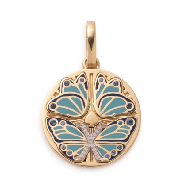 Reverie | Ceramic Butterfly Large Medallion | Ceramic, Diamonds, Blue Sapphire, Yellow Gold