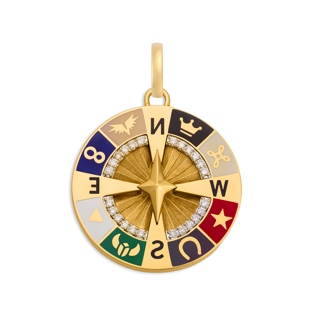 Internal Compass | Ceramic Large Medallion | Ceramic, Diamonds, 18K Yellow Gold view 1