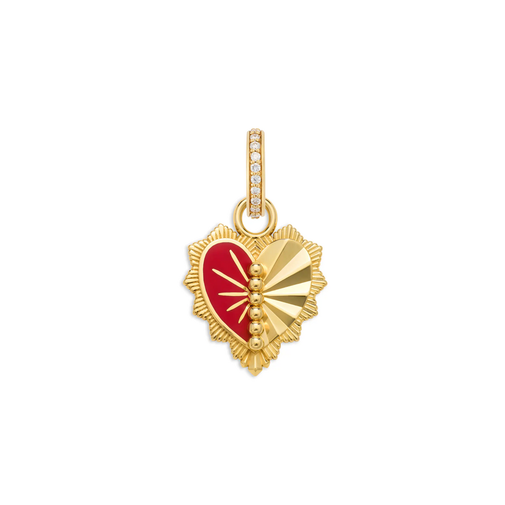 True Love | Reflection Heart Miniature Medallion | Red Ceramic, 18K Yellow Gold – FoundRae view 3