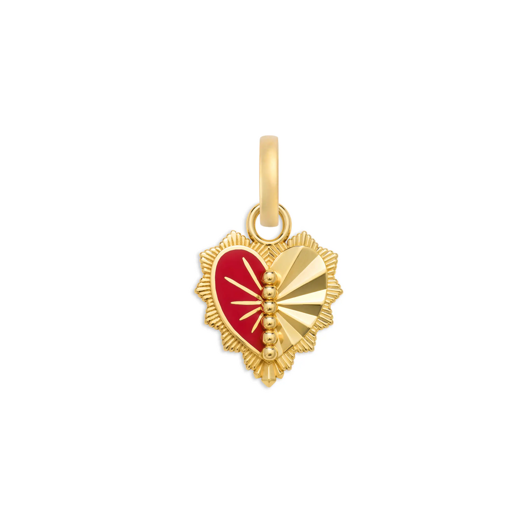 True Love | Reflection Heart Miniature Medallion | Red Ceramic, Yellow Gold view 1