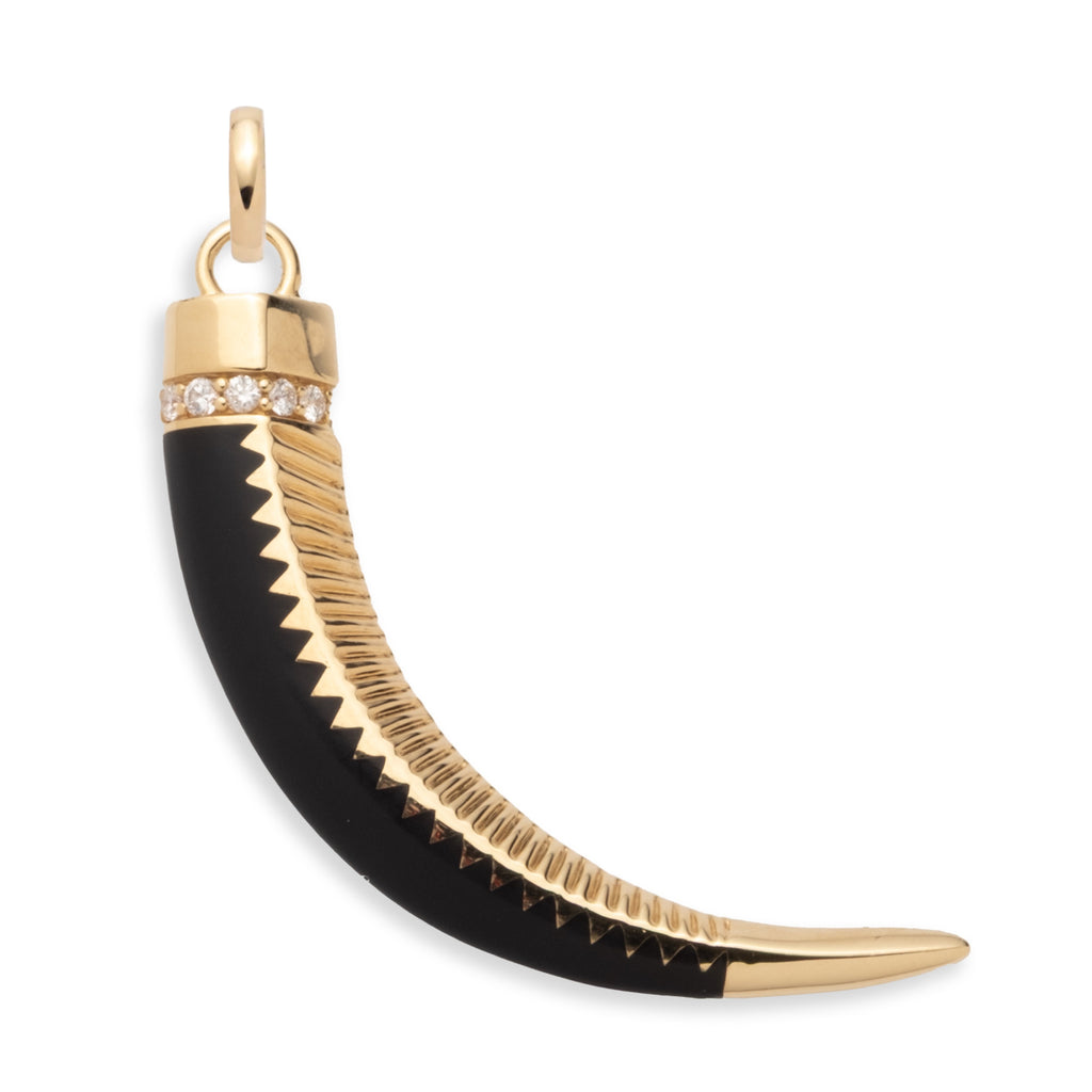 La Loba Claw Ceramic Pendant : in Yellow Gold and an Annex Link view 1