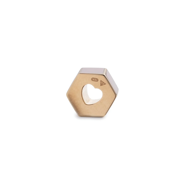 Personalized | Custom Faceted Medium Heart Beat | Blush Ceramic, Yellow Gold