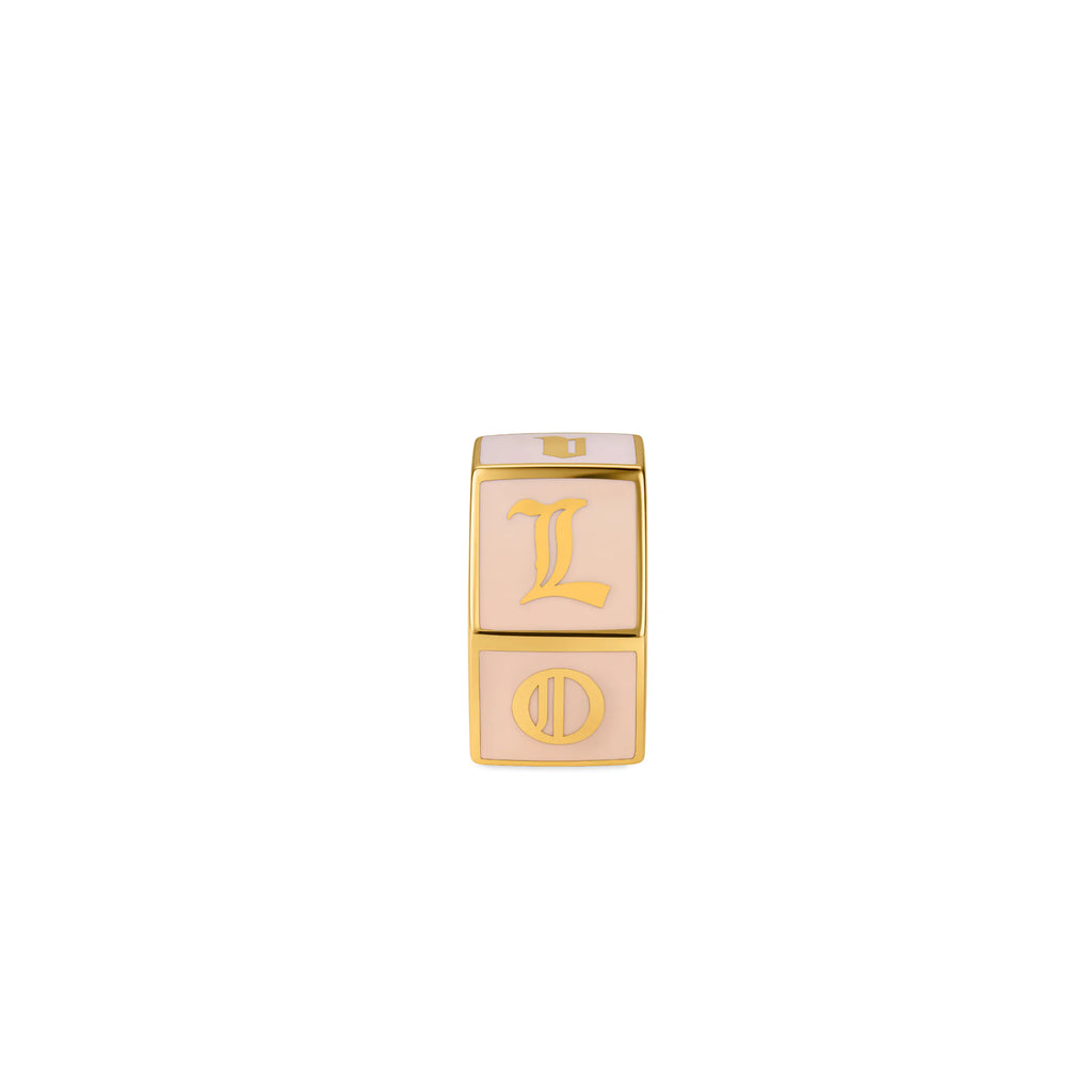True Love | 'I Love U' Faceted Medium Heart Beat | Blush Ceramic, 18K Yellow Gold view 2