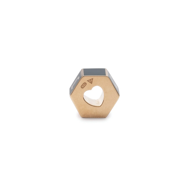 Personalized | Custom Faceted Medium Heart Beat | Black Ceramic, Yellow Gold
