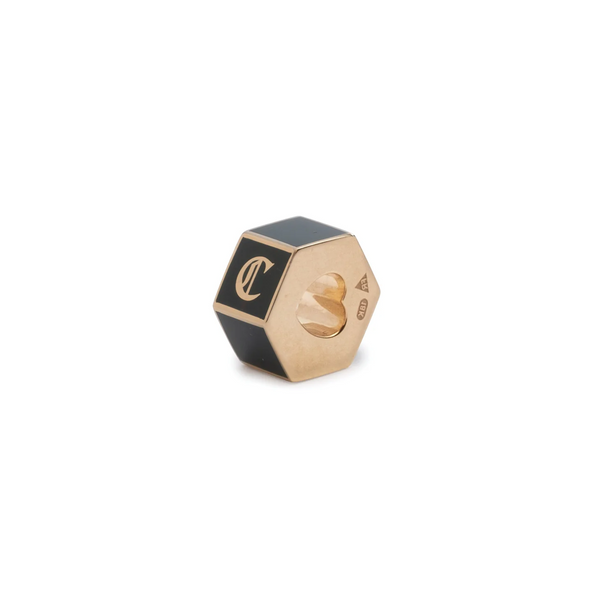 Personalized | Custom Faceted Medium Heart Beat | Black Ceramic, Yellow Gold