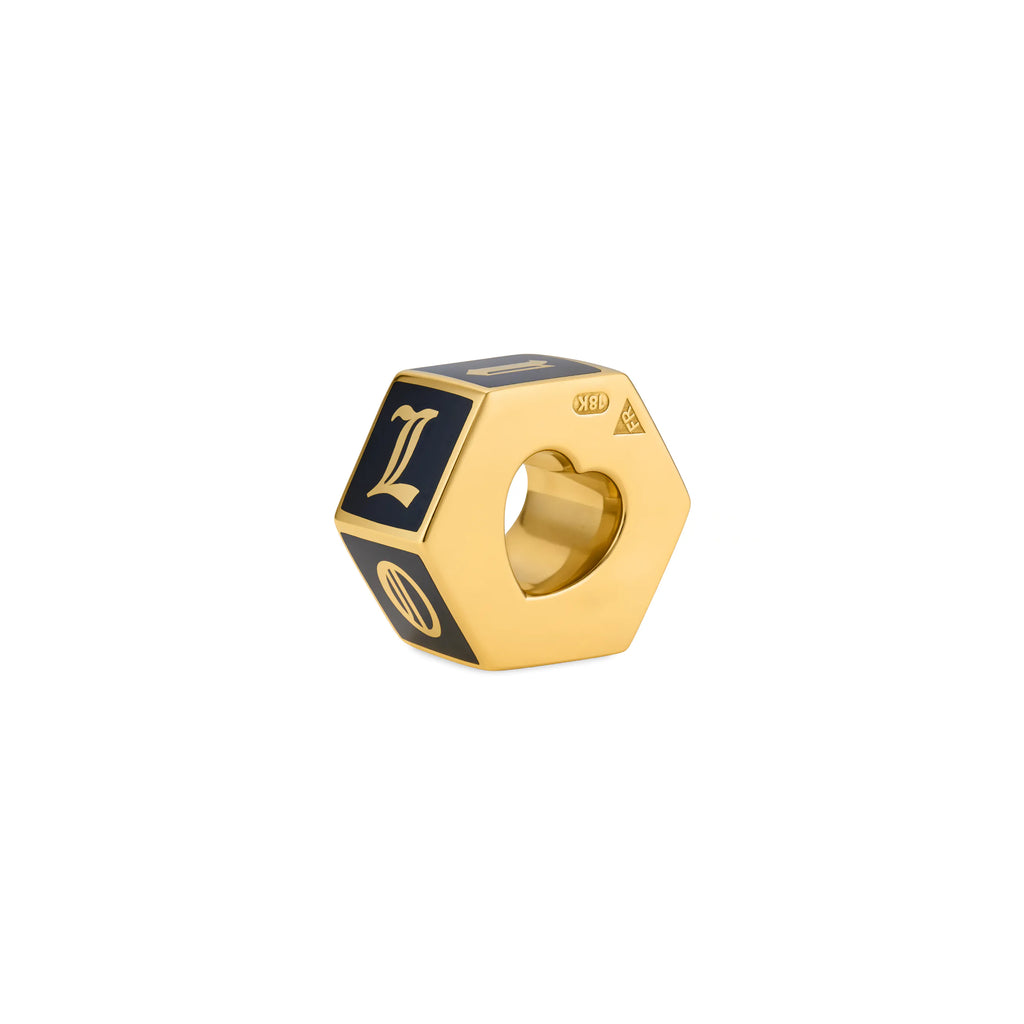 True Love | 'I Love U' Faceted Medium Heart Beat | Black Ceramic, 18K Yellow Gold view 1