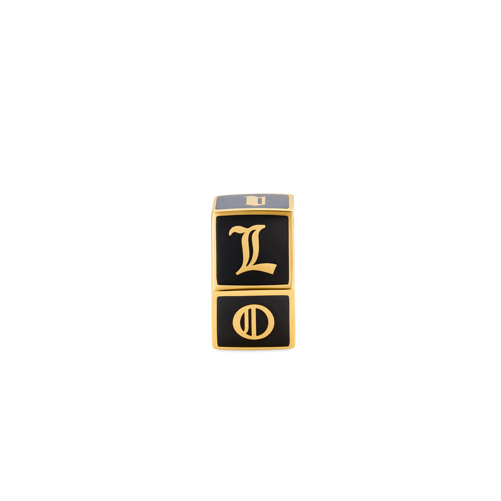 True Love | 'I Love U' Faceted Medium Heart Beat | Black Ceramic, 18K Yellow Gold view 2