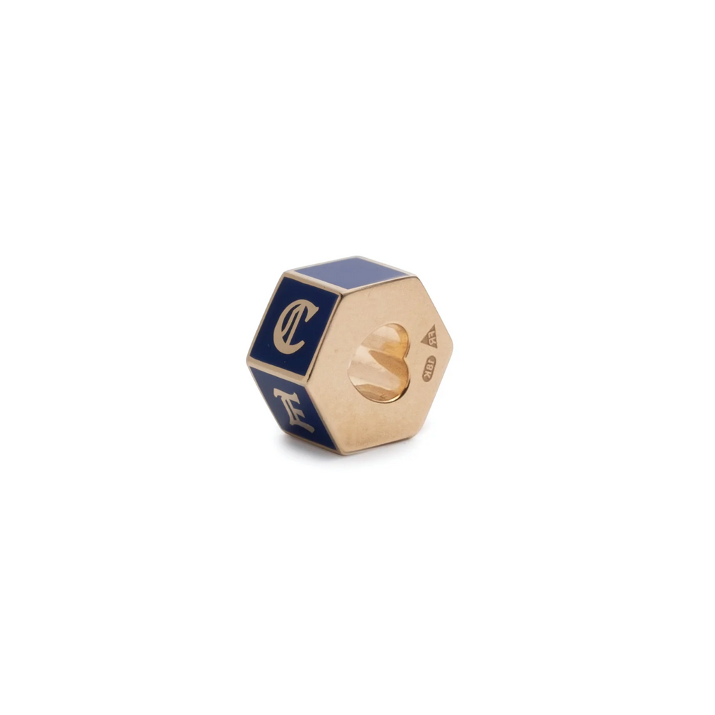 Medium Blue Ceramic Custom Heart Beat : in Yellow Gold view 1