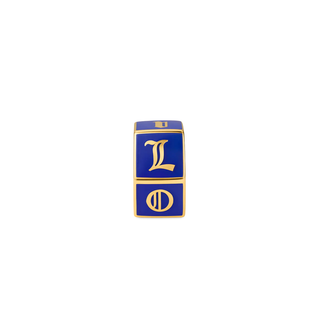 True Love | 'I Love U' Faceted Medium Heart Beat | Blue Ceramic, 18K Yellow Gold view 2