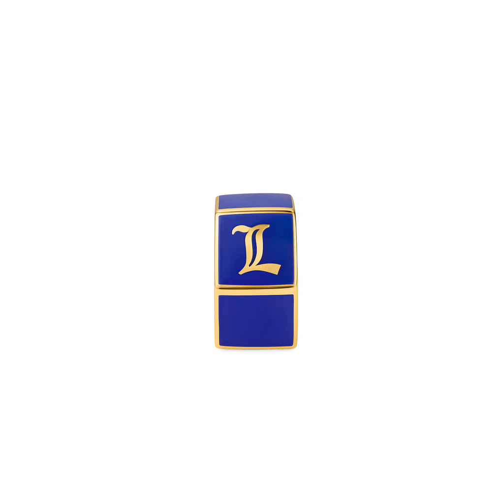 18K Yellow Gold Personalized | Custom Faceted Medium Heart Beat | Blue Ceramic, 18K Yellow Gold – FoundRae view 3