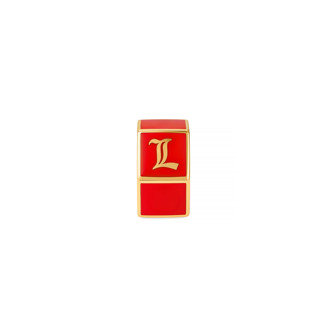 18K Yellow Gold Personalized | Custom Faceted Medium Heart Beat | Red Ceramic, 18K Yellow Gold – FoundRae view 3