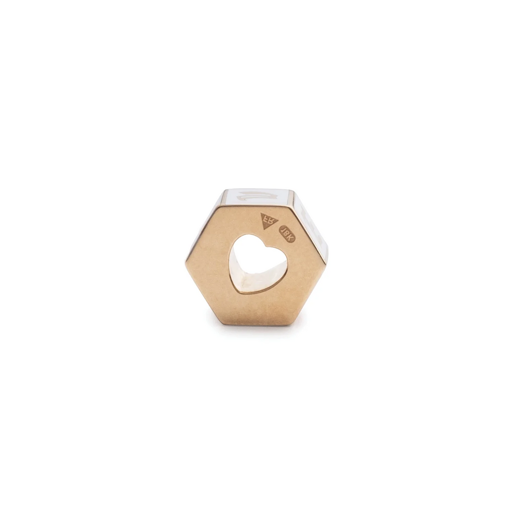 18K Yellow Gold Medium White Ceramic Custom Heart Beat : in Yellow Gold – FoundRae view 2