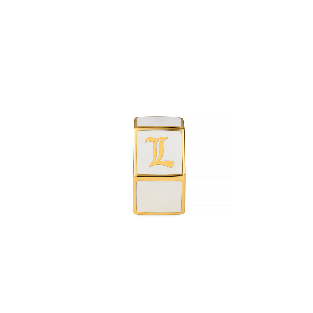 18K Yellow Gold Personalized | Custom Faceted Medium Heart Beat | White Ceramic, 18K Yellow Gold – FoundRae view 3