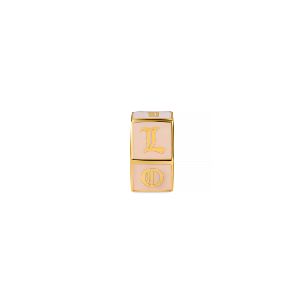 True Love | 'I Love U' Faceted Small Heart Beat | Blush Ceramic, 18K Yellow Gold view 2