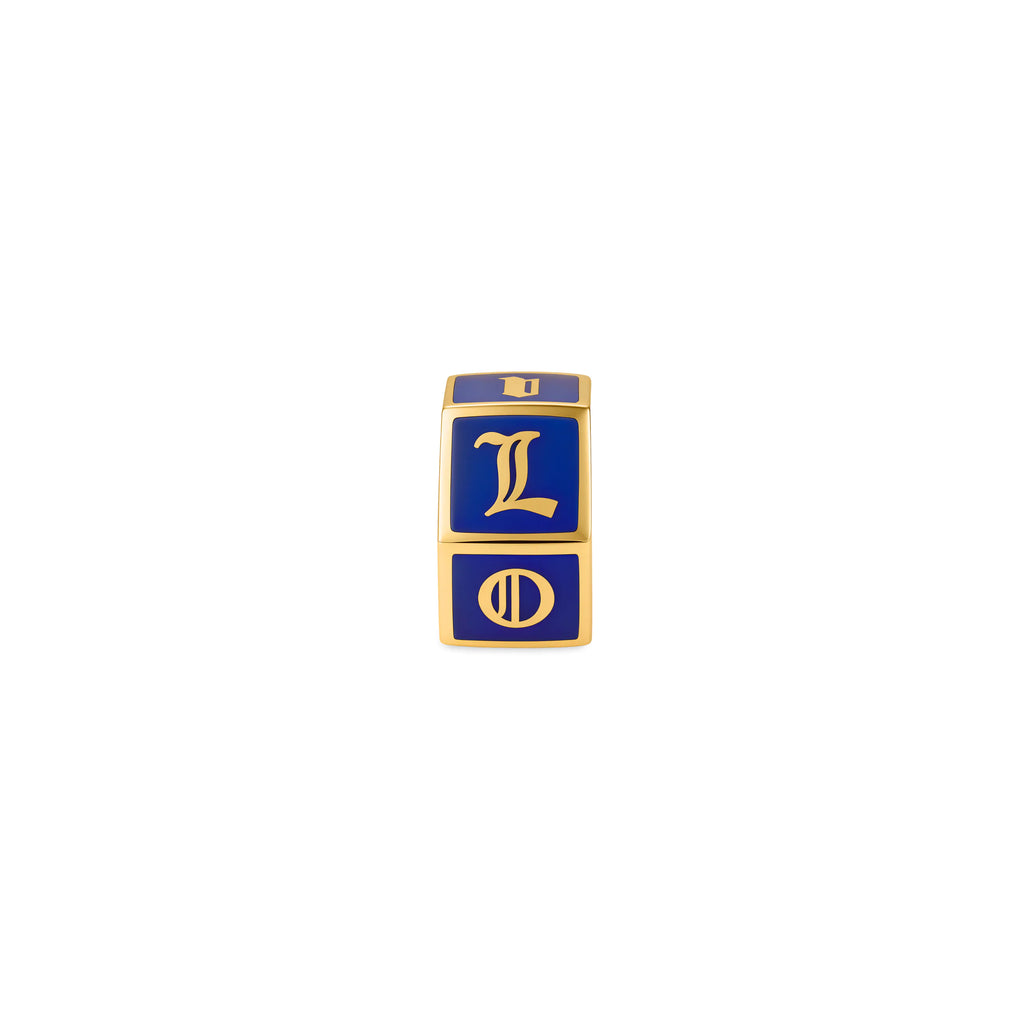 True Love | 'I Love U' Faceted Small Heart Beat | Blue Ceramic, 18K Yellow Gold view 2