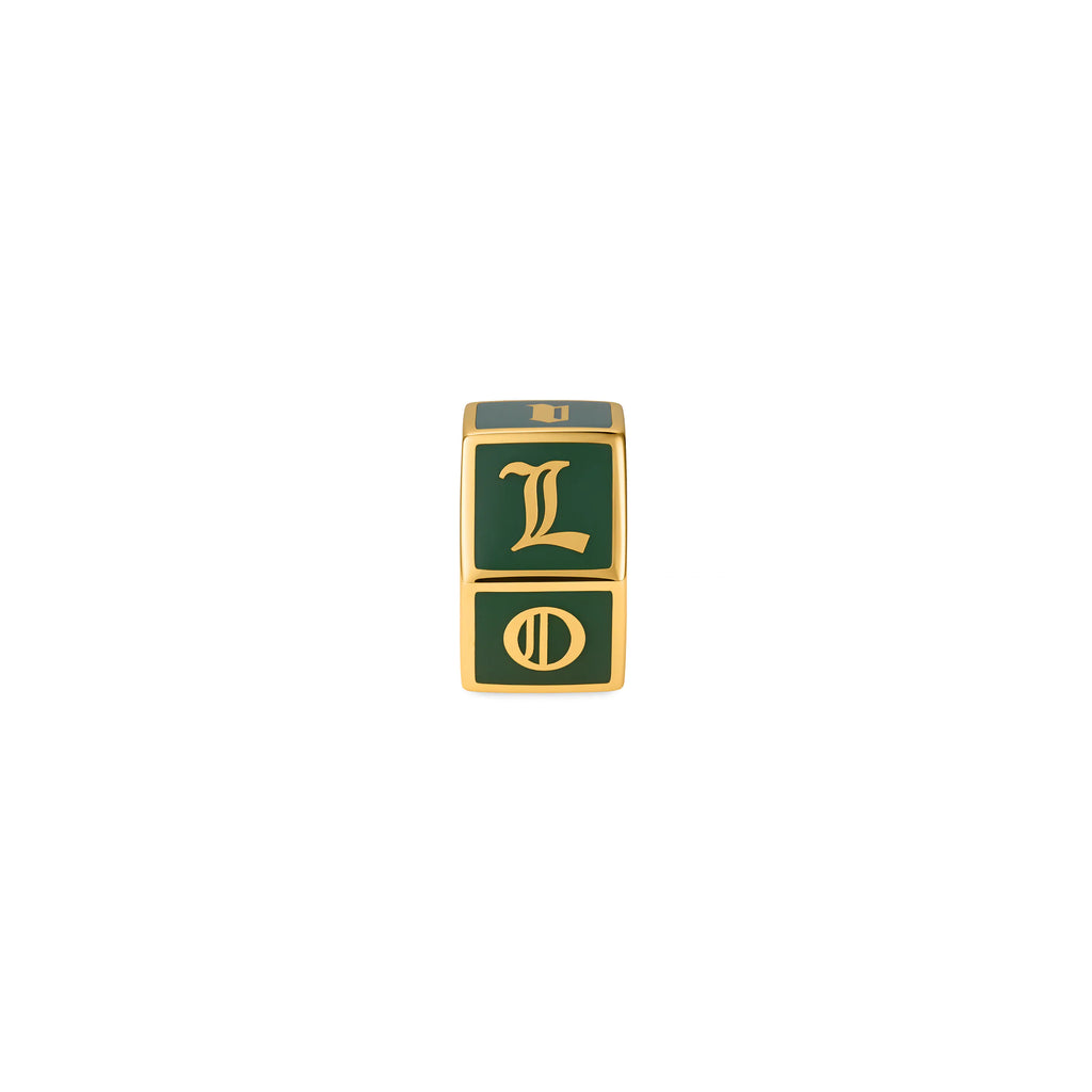 True Love | 'I Love U' Faceted Small Heart Beat | Olive Ceramic, 18K Yellow Gold view 2