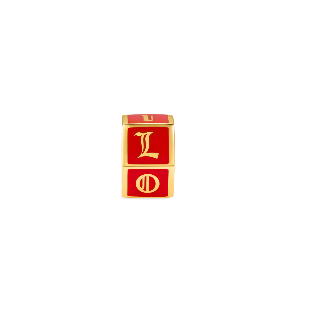 True Love | 'I Love U' Faceted Small Heart Beat | Red Ceramic, 18K Yellow Gold view 2