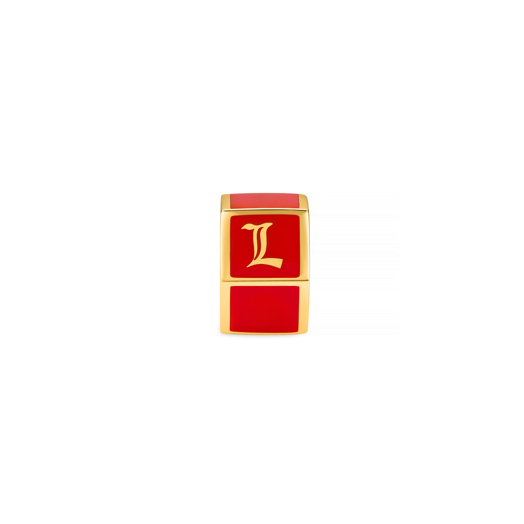 18K Yellow Gold Personalized | Custom Faceted Small Heart Beat | Red Ceramic, 18K Yellow Gold – FoundRae view 3