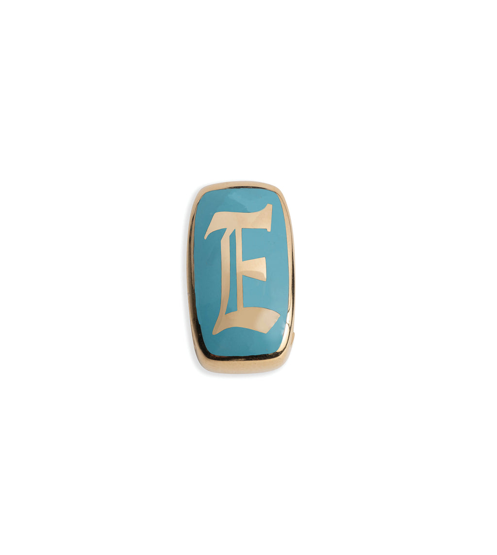 18K Yellow Gold Initials & Numbers : Aqua Ceramic Oversized Heart Slide – FoundRae