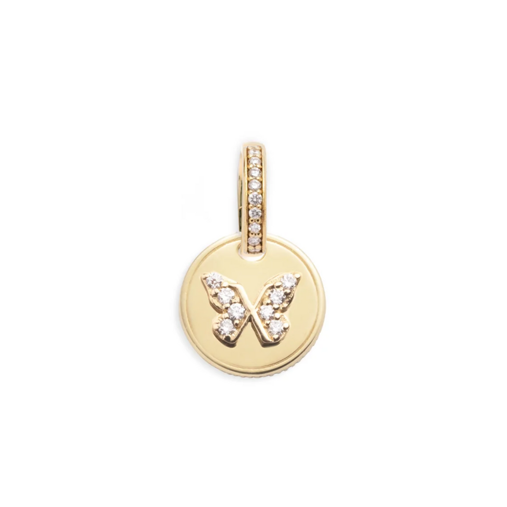 18K Yellow Gold Pave Diamond Butterfly - Reverie : Mini Coin with Annex Link – FoundRae view 3