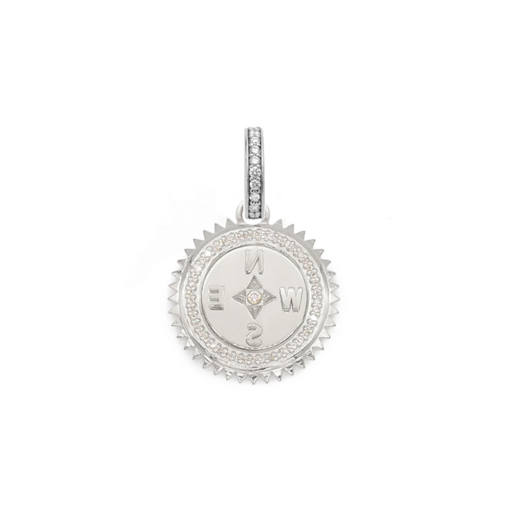 18K Yellow Gold Internal Compass Baby Medallion : in Gold with Diamonds and an Annex Link – FoundRae view 5