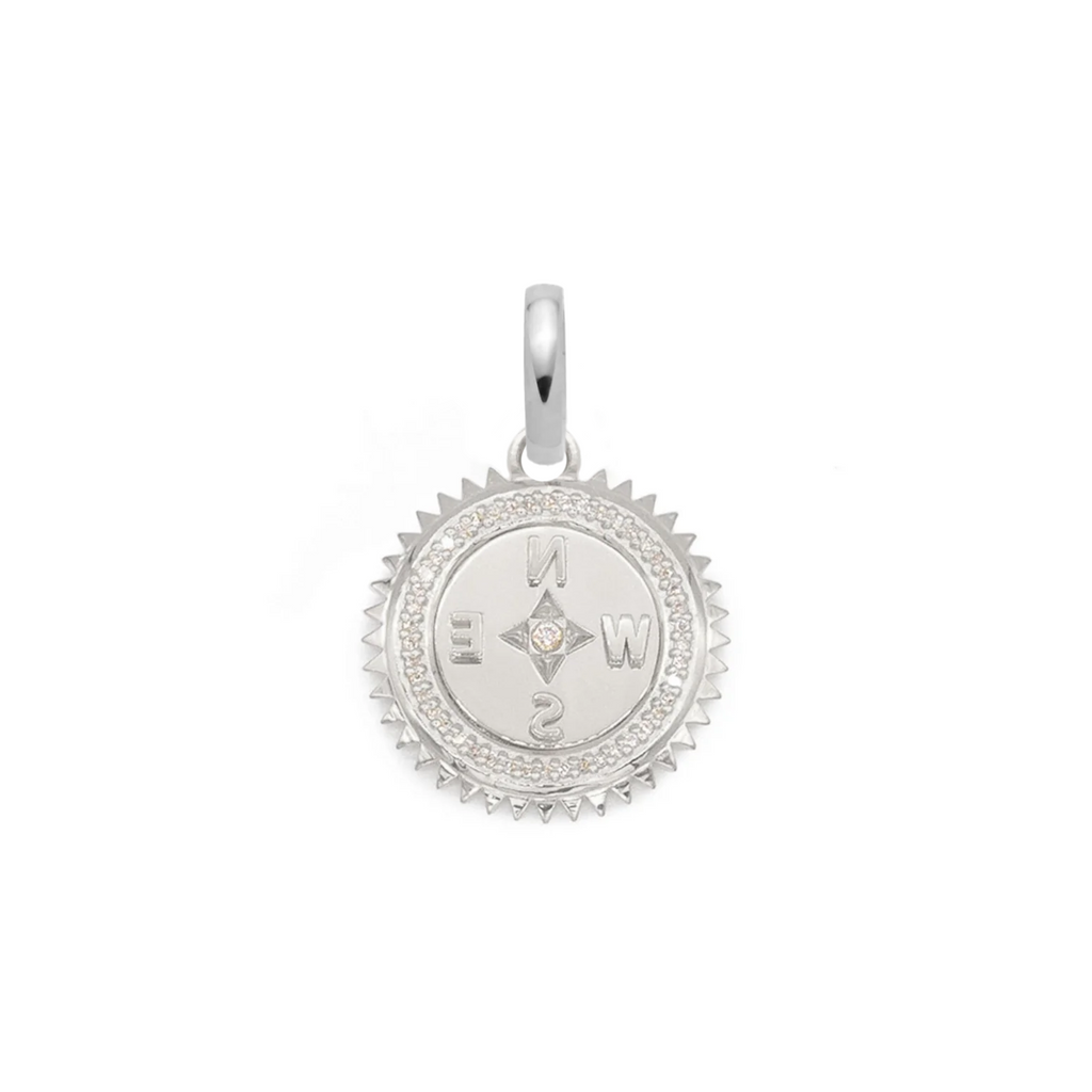 18K Yellow Gold Internal Compass Baby Medallion : in Gold with Diamonds and an Annex Link – FoundRae view 4