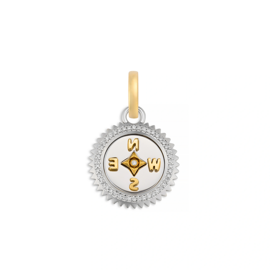 18K Mixed Gold Internal Compass | Baby Medallion | Diamonds, Mixed Gold – FoundRae view 5
