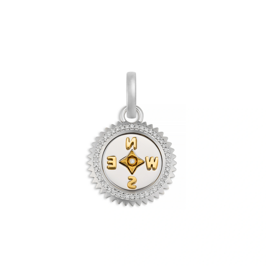 18K Mixed Gold Internal Compass | Baby Medallion | Diamonds, Mixed Gold – FoundRae view 1