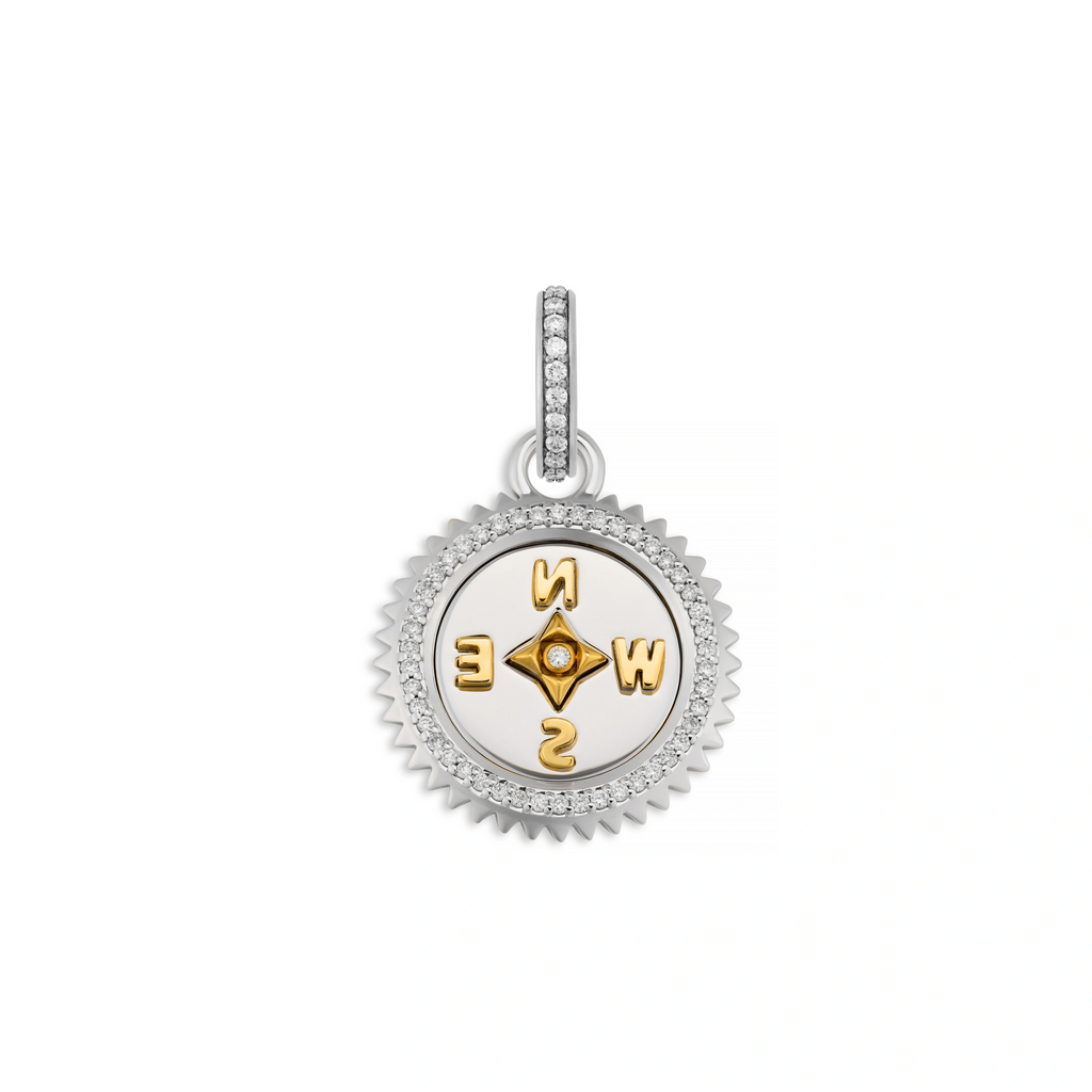 18K Mixed Gold Internal Compass | Baby Medallion | Diamonds, Mixed Gold – FoundRae view 3