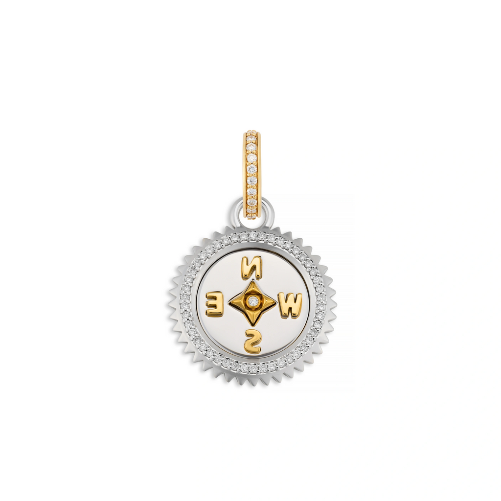 18K Mixed Gold Internal Compass | Baby Medallion | Diamonds, Mixed Gold – FoundRae view 6