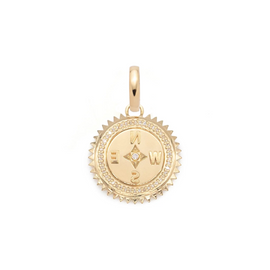 Internal Compass Baby Medallion : in Gold with Diamonds and an Annex Link