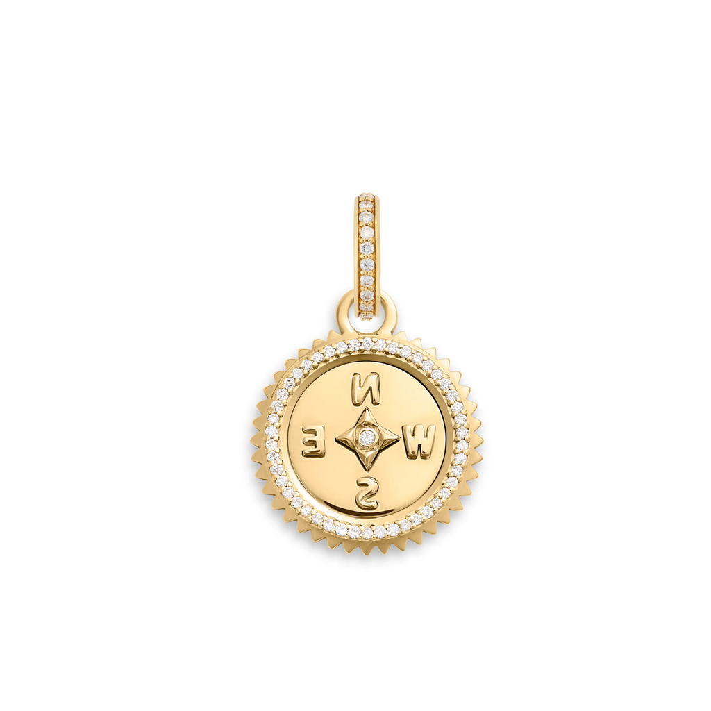 18K Yellow Gold Internal Compass | Baby Medallion | Diamonds, 18K Yellow Gold – FoundRae view 3
