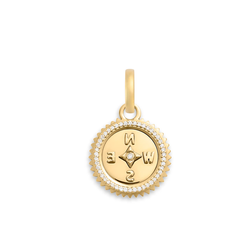 Internal Compass | Baby Medallion | Diamonds, Yellow Gold view 1