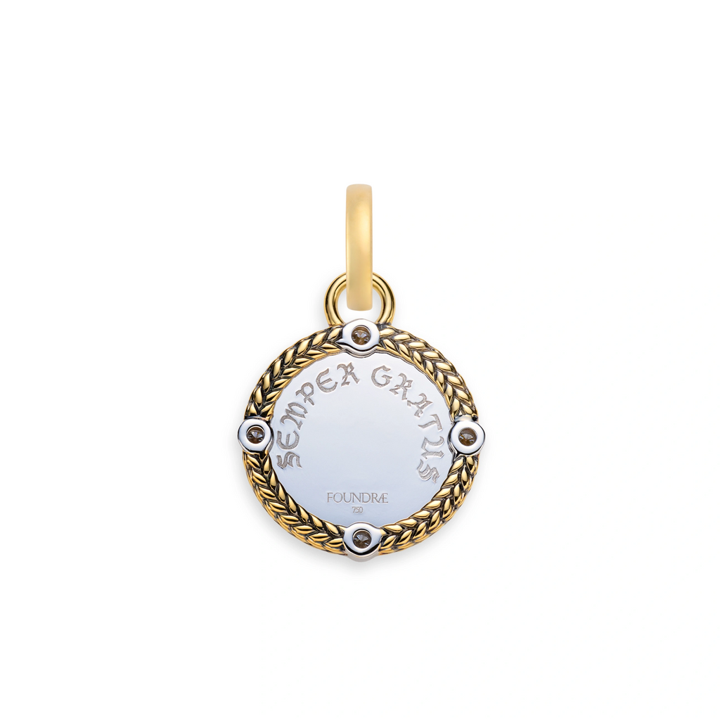 18K Mixed Gold Infinite Gratitude | Braided Wheat Baby Medallion | Diamonds, Mixed Gold – FoundRae view 5
