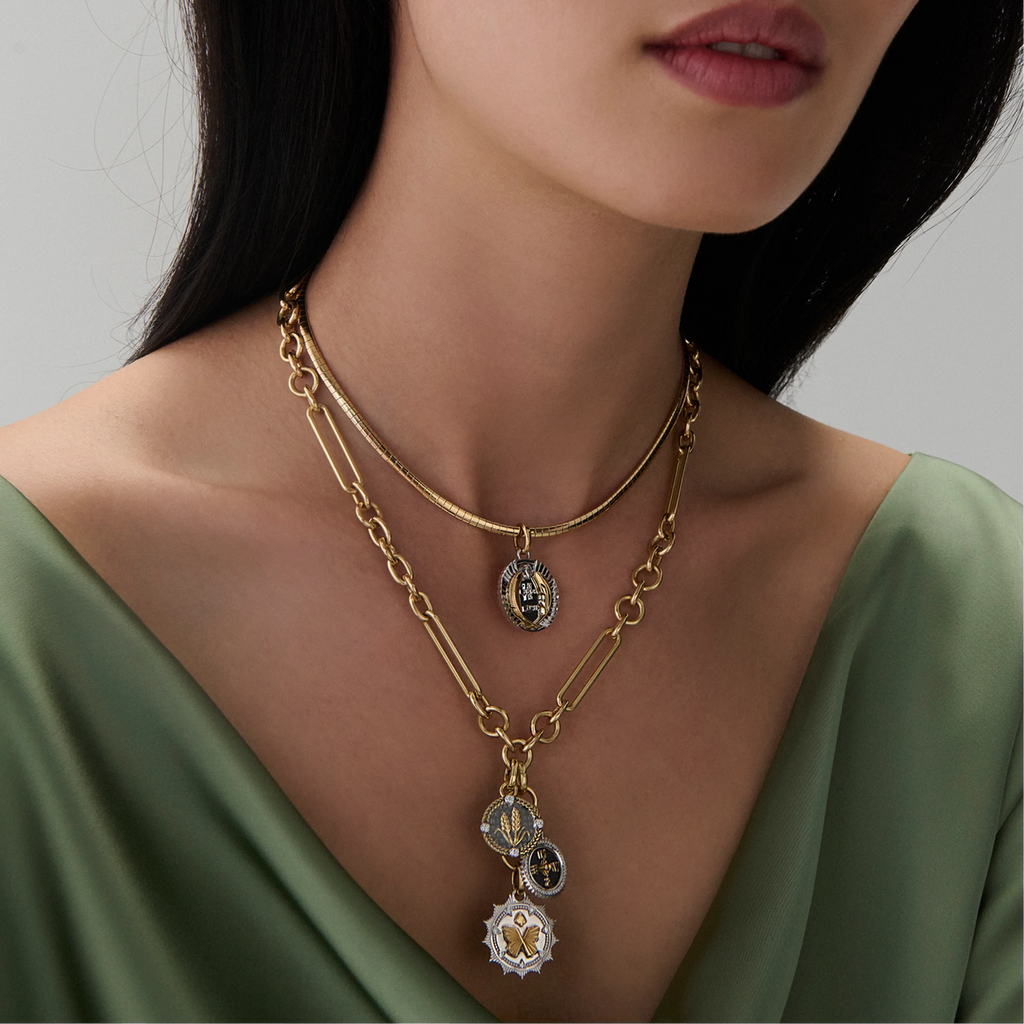 18K Mixed Gold Reverie | Butterfly Medium Medallion | Diamonds, Mixed Gold – FoundRae view 2