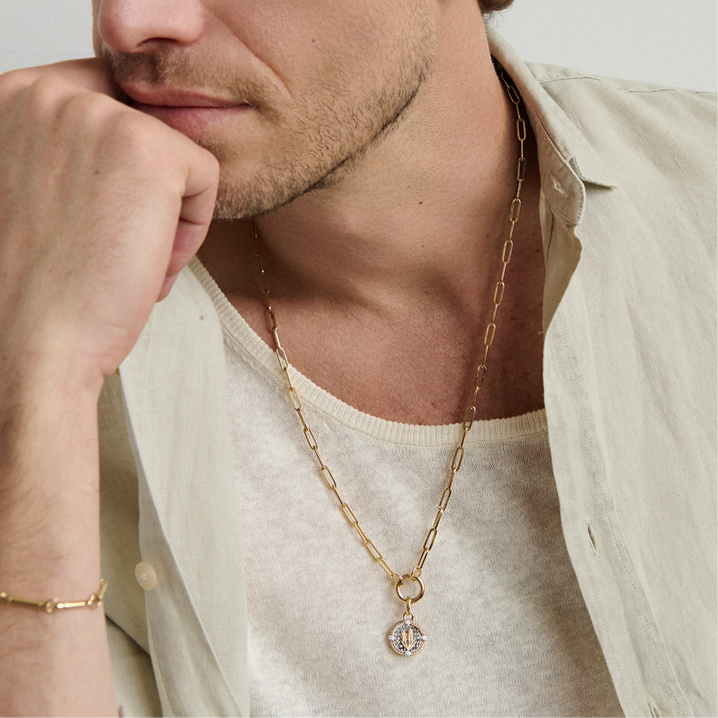 18K Mixed Gold Infinite Gratitude | Braided Wheat Baby Medallion | Diamonds, Mixed Gold – FoundRae view 3