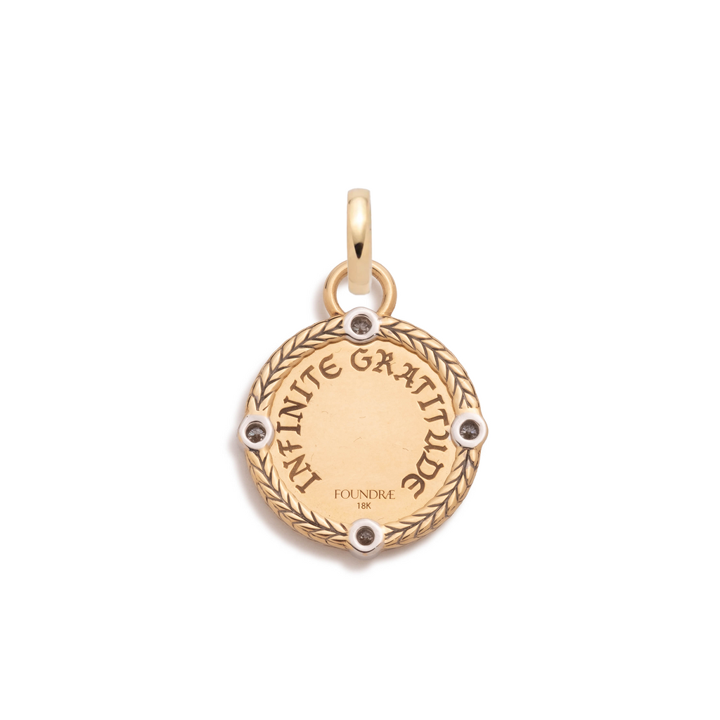 18K Yellow Gold Infinite Gratitude Braided Wheat Baby Medallion : in Yellow Gold with Diamonds and an Annex Link – FoundRae view 3