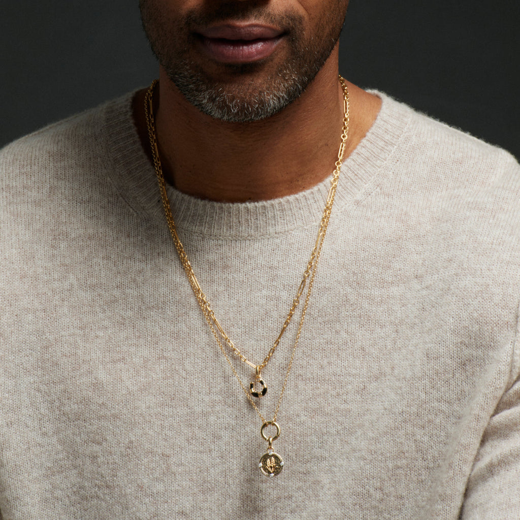 Infinite Gratitude Braided Wheat Baby Medallion : in Yellow Gold with Diamonds and an Annex Link view 2