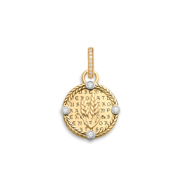 Infinite Gratitude | Braided Wheat Baby Medallion | Diamonds, 18K Yellow Gold