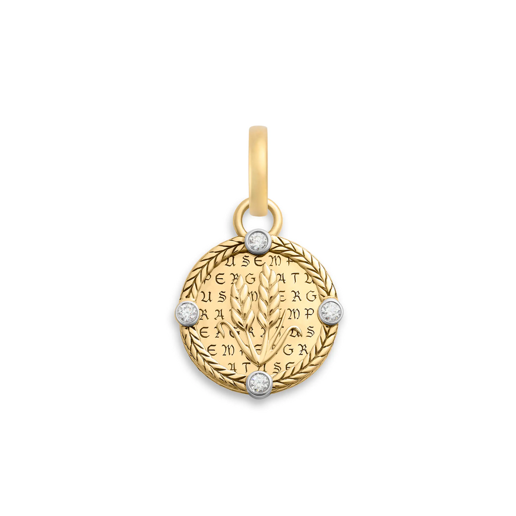 18K Yellow Gold Infinite Gratitude | Braided Wheat Baby Medallion | Diamonds, 18K Yellow Gold – FoundRae view 1