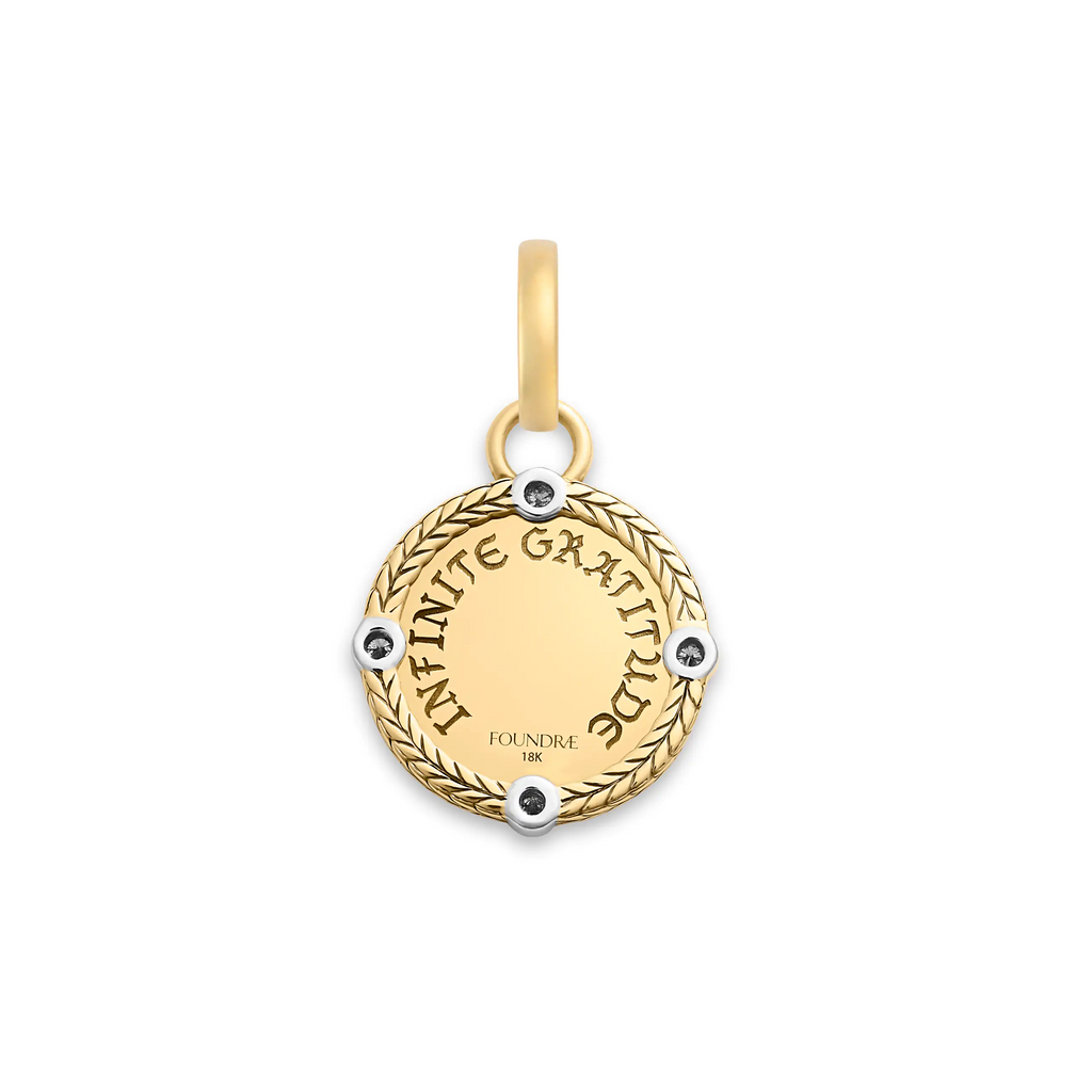 18K Yellow Gold Infinite Gratitude | Braided Wheat Baby Medallion | Diamonds, 18K Yellow Gold – FoundRae view 4