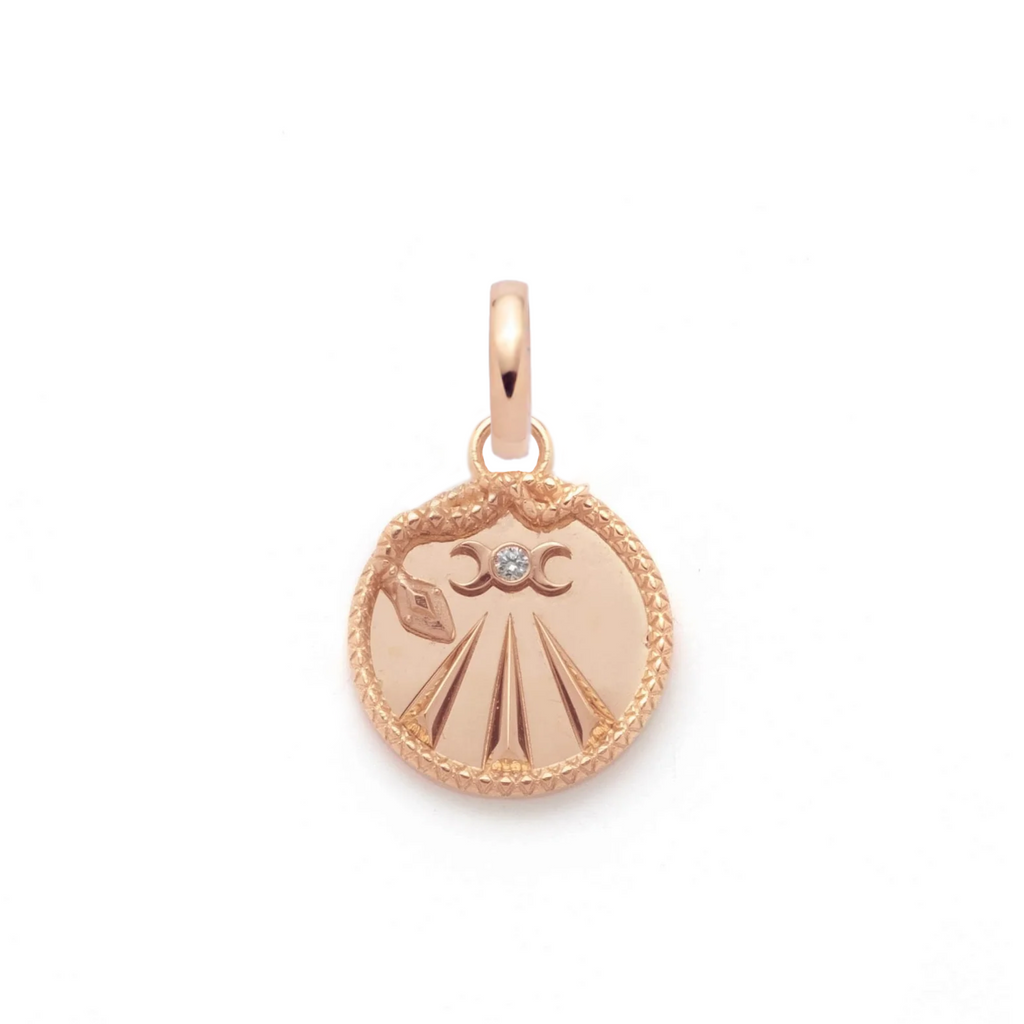 18K Yellow Gold Mind, Body, Soul Baby Medallion : in Gold with Diamond and an Annex Link – FoundRae view 6