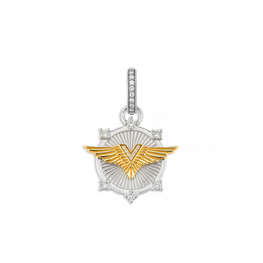 18K Mixed Gold Vivacity | Wings Baby Medallion | Diamonds, Mixed Gold – FoundRae view 5