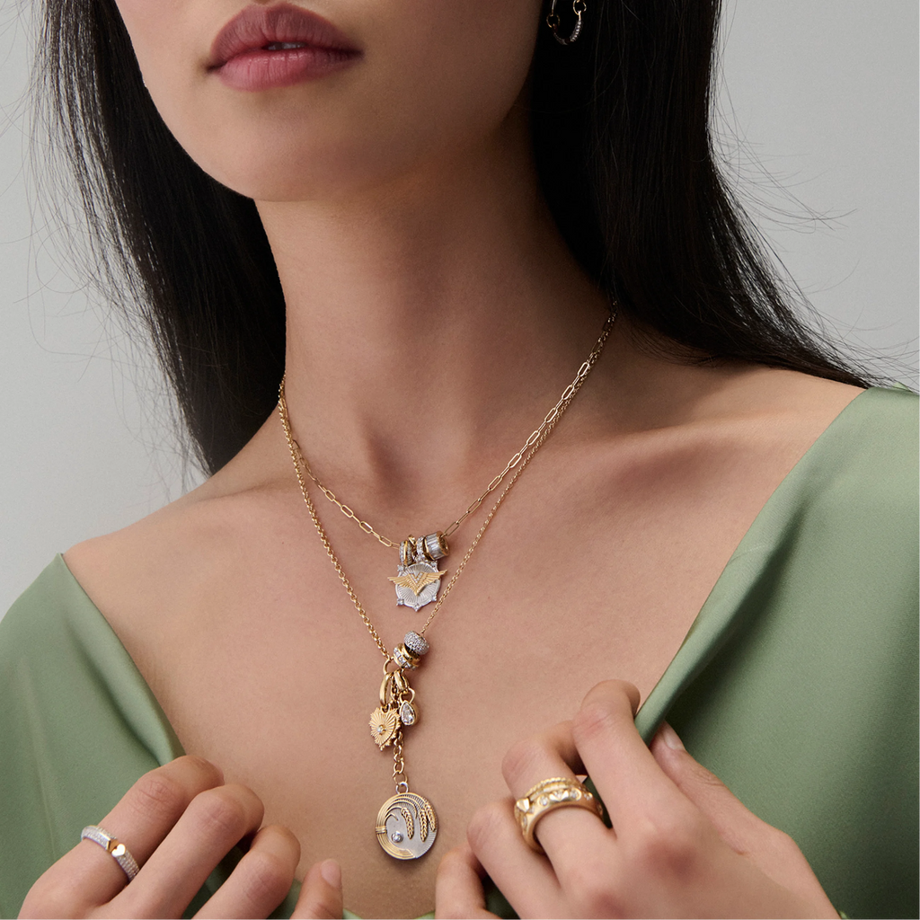 18K Mixed Gold Vivacity | Wings Baby Medallion | Diamonds, Mixed Gold – FoundRae view 2